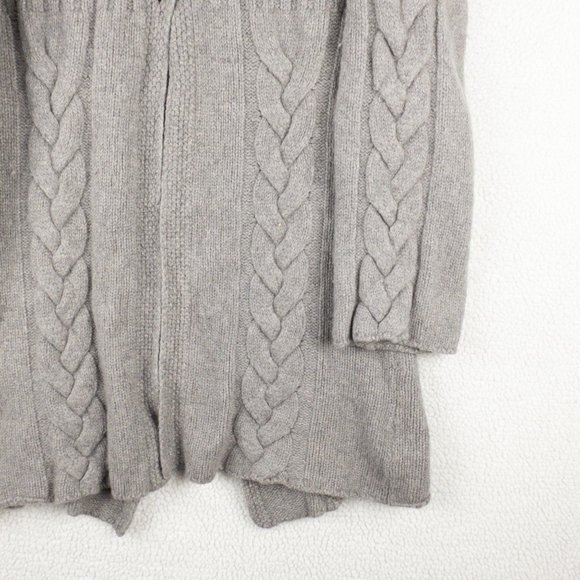 Kenar Cable Knit Sweater Womens Extra Large Gray Lambswool Long Button Up - Picture 4 of 8